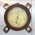 Old Vintage German Altimeter barometer with based on a white background, , 0-5000 meter Royalty Free Stock Photo