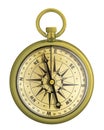 Old vintage gold compass nautical isolated