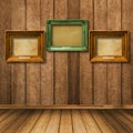 Old vintage gold ornate frame for picture on wall Royalty Free Stock Photo