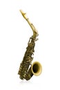 Old vintage gold saxophone isolated on white background Royalty Free Stock Photo