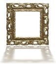 Old vintage golden picture frame isolated on white Royalty Free Stock Photo