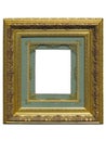 Old vintage golden picture frame isolated on white Royalty Free Stock Photo