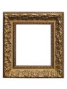 Old vintage golden picture frame isolated on white Royalty Free Stock Photo