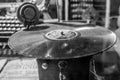 Old vintage gramophone in black and white Royalty Free Stock Photo