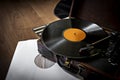 Old vintage gramophone player with record playing Royalty Free Stock Photo