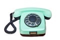 Old vintage green home landline telephone isolated white Royalty Free Stock Photo