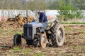 Old grey massey fergusen tractor at ploughing match