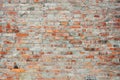 Old vintage and grunge red brick wall background texture with scratches and cracks Royalty Free Stock Photo