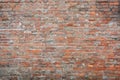 Old vintage and grunge red brick wall background texture with scratches and cracks Royalty Free Stock Photo