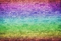 Old vintage and grunge red brick wall background texture with scratches and cracks, rainbow gradients effect Royalty Free Stock Photo