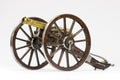 Old vintage gunpowder cannon isolated on white background