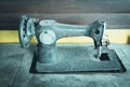 Old vintage hand sewing machine. Closeup the sewing machine Royalty Free Stock Photo