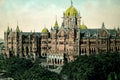 Old vintage Hand Tintade photo of Victoria Terminus Bombay mumbai