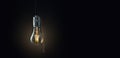 Old vintage hanging light bulb over dark background Royalty Free Stock Photo