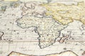 Old vintage illustration a world map part of Africa and Europe, oceans and islands