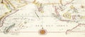 Old vintage illustration a world map part of Mer Des Indes closeup view with many islands