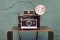 Old vintage instant camera with bellows Royalty Free Stock Photo