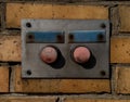 Old vintage intercom doorbell on apartment building doors Royalty Free Stock Photo