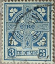 Old vintage Irish 3 eire stamp