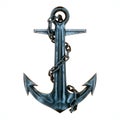 Old vintage iron ship anchor and chain on the white background 3