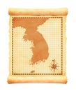 Old vintage South korea map vector illustration