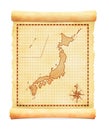 Old vintage Japan map vector illustration