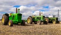 3 old vintage john deere tractors Royalty Free Stock Photo