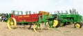 Old vintage john deere trailer and tractors Royalty Free Stock Photo