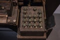 The old and vintage keyboard of a control panel