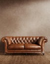 Old vintage leather couch with copy space Royalty Free Stock Photo