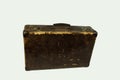 Old vintage leather suitcase on a white background Royalty Free Stock Photo