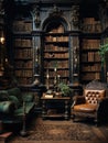 Old vintage library, book archive, place to gain knowledge, reading pages, learning Royalty Free Stock Photo