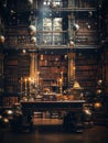 Old vintage library, book archive, place to gain knowledge, reading pages, learning Royalty Free Stock Photo