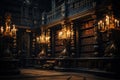 Old vintage library, book archive, place to gain knowledge, reading pages, learning Royalty Free Stock Photo