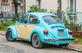 Old vintage light blue VW Beetle 1300 ccm parked Royalty Free Stock Photo