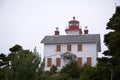 Old vintage lighthouse with keeper house attached Victorian styl