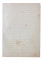 Old vintage lined paper sheet on white background Royalty Free Stock Photo