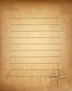 Old vintage lined paper with wind rose compass sign. Highly detailed illustration Royalty Free Stock Photo