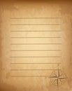 Old vintage lined paper with wind rose compass sign. Highly detailed vector illustration Royalty Free Stock Photo