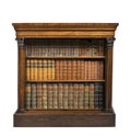 Old antique bookcase English rosewood with books isolated on white Royalty Free Stock Photo