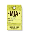 Old vintage luggage tag. Baggage checks or ticket for passenger flight. Baggage ticket for passengers at airport. Detail grunge Royalty Free Stock Photo