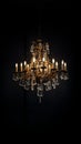 Old vintage luxury rich chandelier on dark background. AI generative Royalty Free Stock Photo