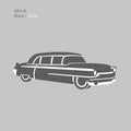 Old vintage luxury saloon car vector illustration. Luxury retro limousine Royalty Free Stock Photo