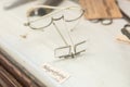 An old vintage magnifying spectacles Royalty Free Stock Photo