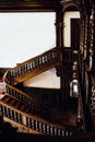 Old vintage mahogany staircase Royalty Free Stock Photo