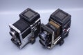 old vintage Mamiya C3 C330 photo film camera and lenses Royalty Free Stock Photo