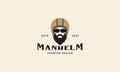 Old vintage man with beard and helmet logo design vector icon symbol illustration Royalty Free Stock Photo