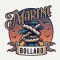 Mooring sea bollard. Nautical marine rope knot Royalty Free Stock Photo