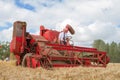 A old vintage Massey Ferguson combine harvesters Royalty Free Stock Photo