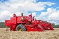 A old vintage Massey Ferguson 400 combine harvesters Royalty Free Stock Photo